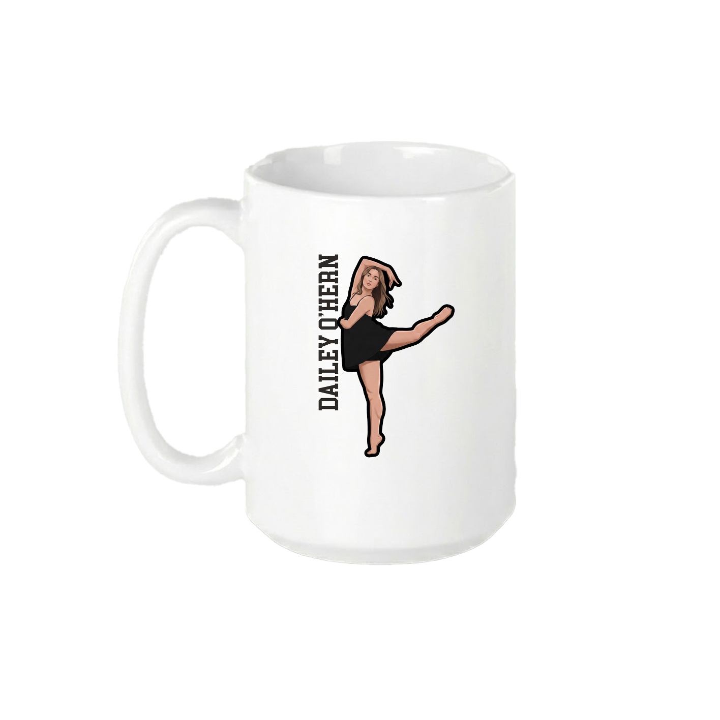 15oz Coffee Mug — Name Vertical in White