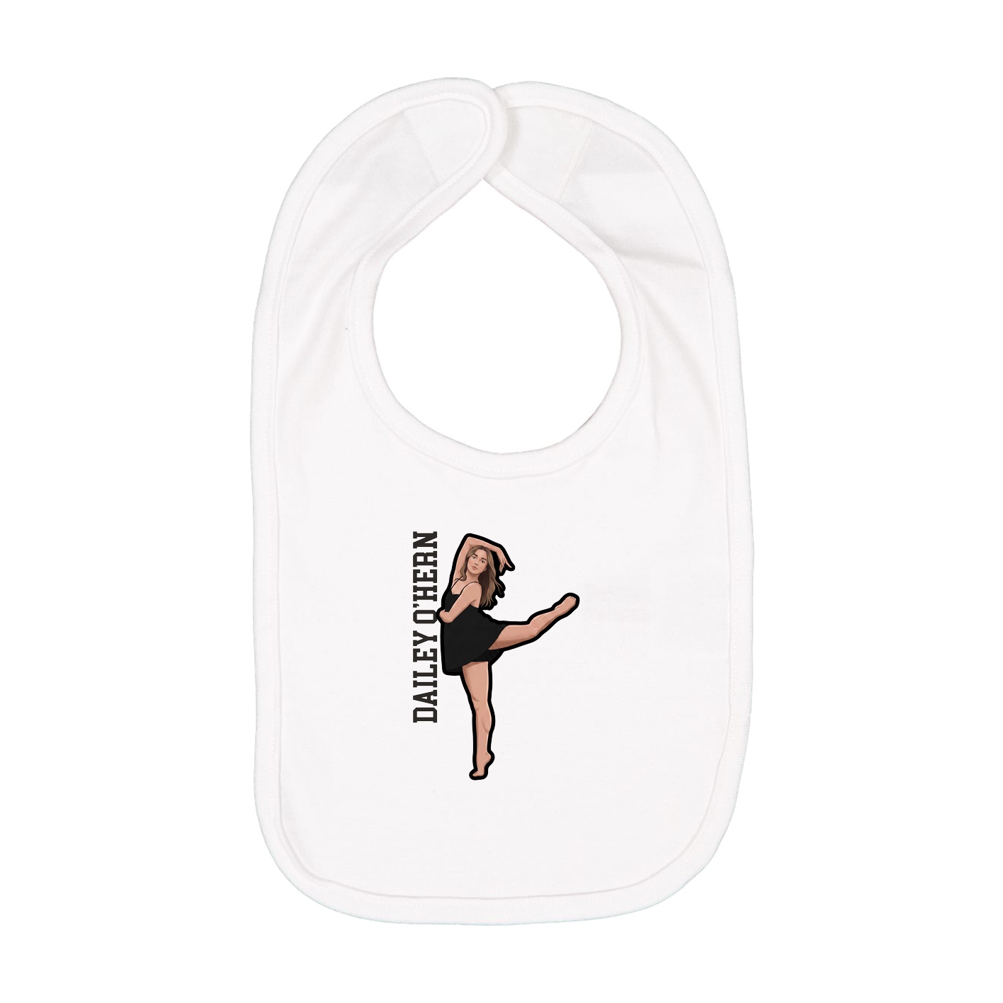 Infant Bib — Name Vertical in White