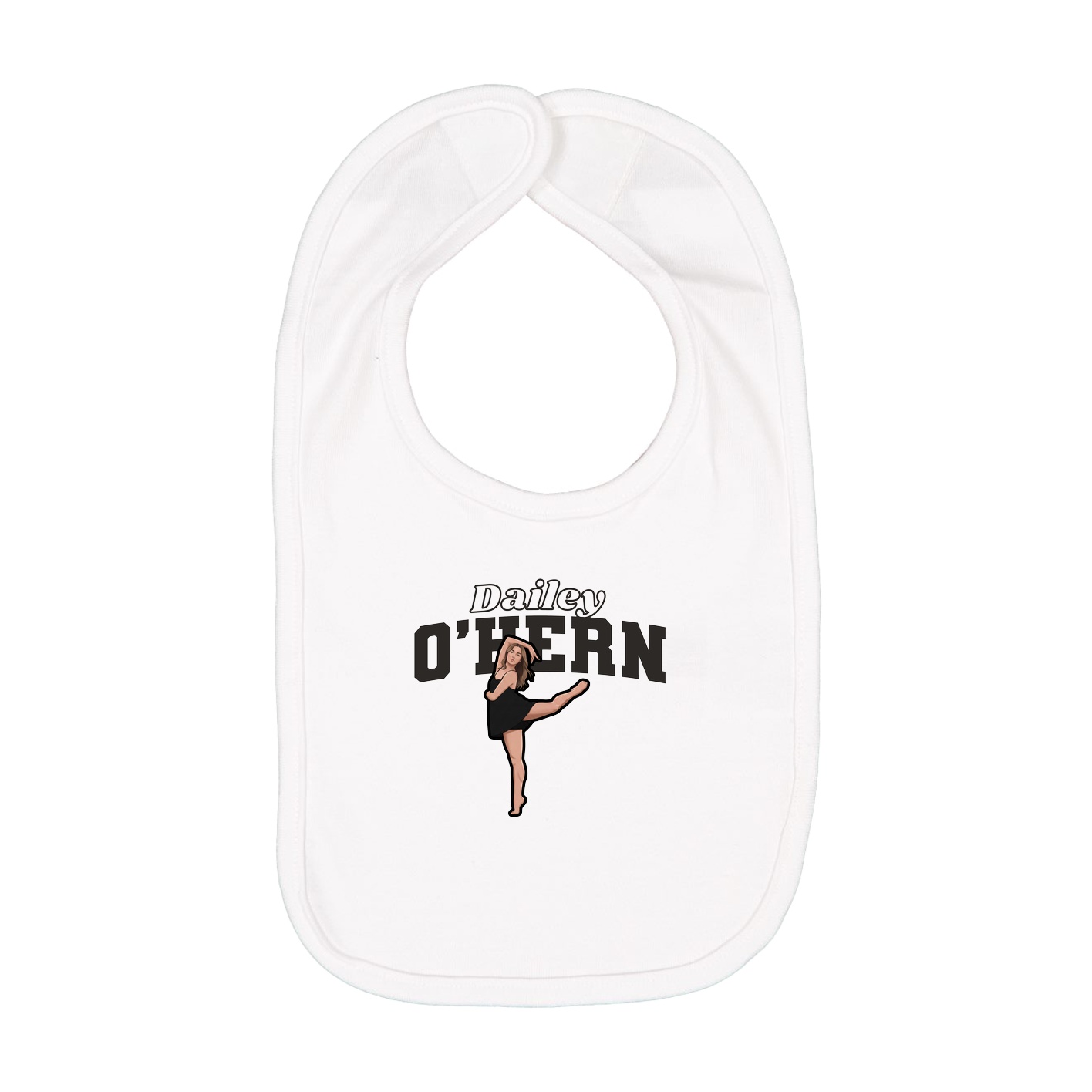Infant Bib — Name Arch in White