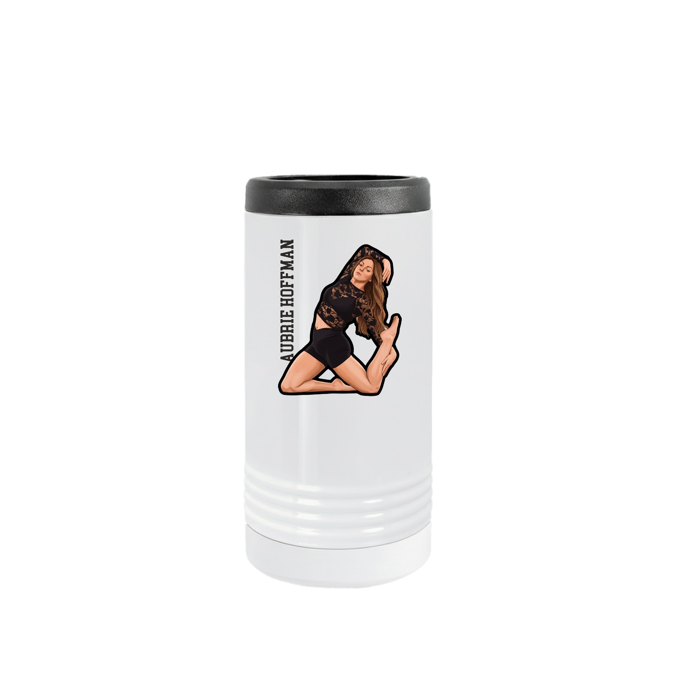 Slim Beverage Holder — Name Vertical in White