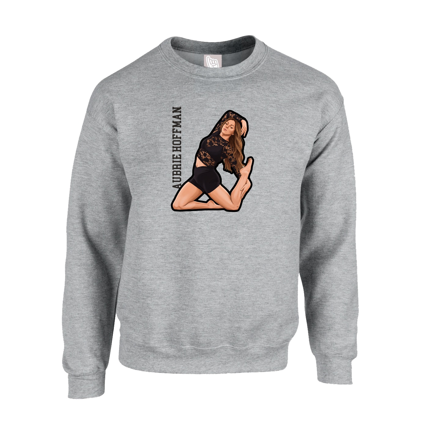 Fleece Crew — Name Vertical in Grey
