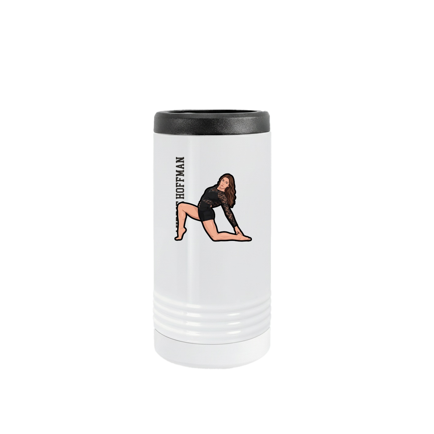 Slim Beverage Holder — Name Vertical in White