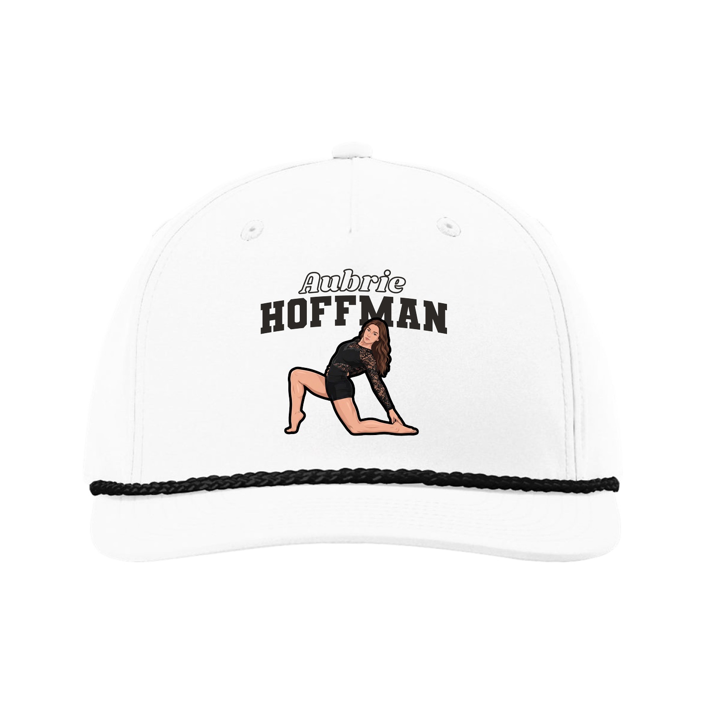Five-Panel Classic Rope Cap — Name Arch in White