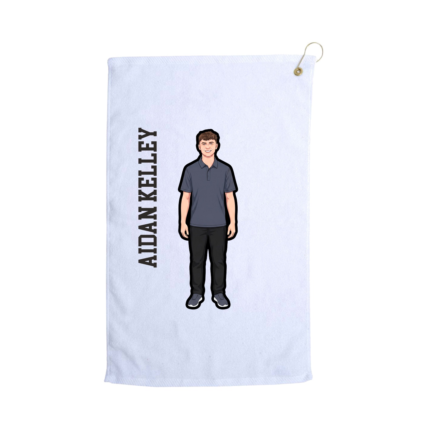 Golf Towel — Name Vertical in White