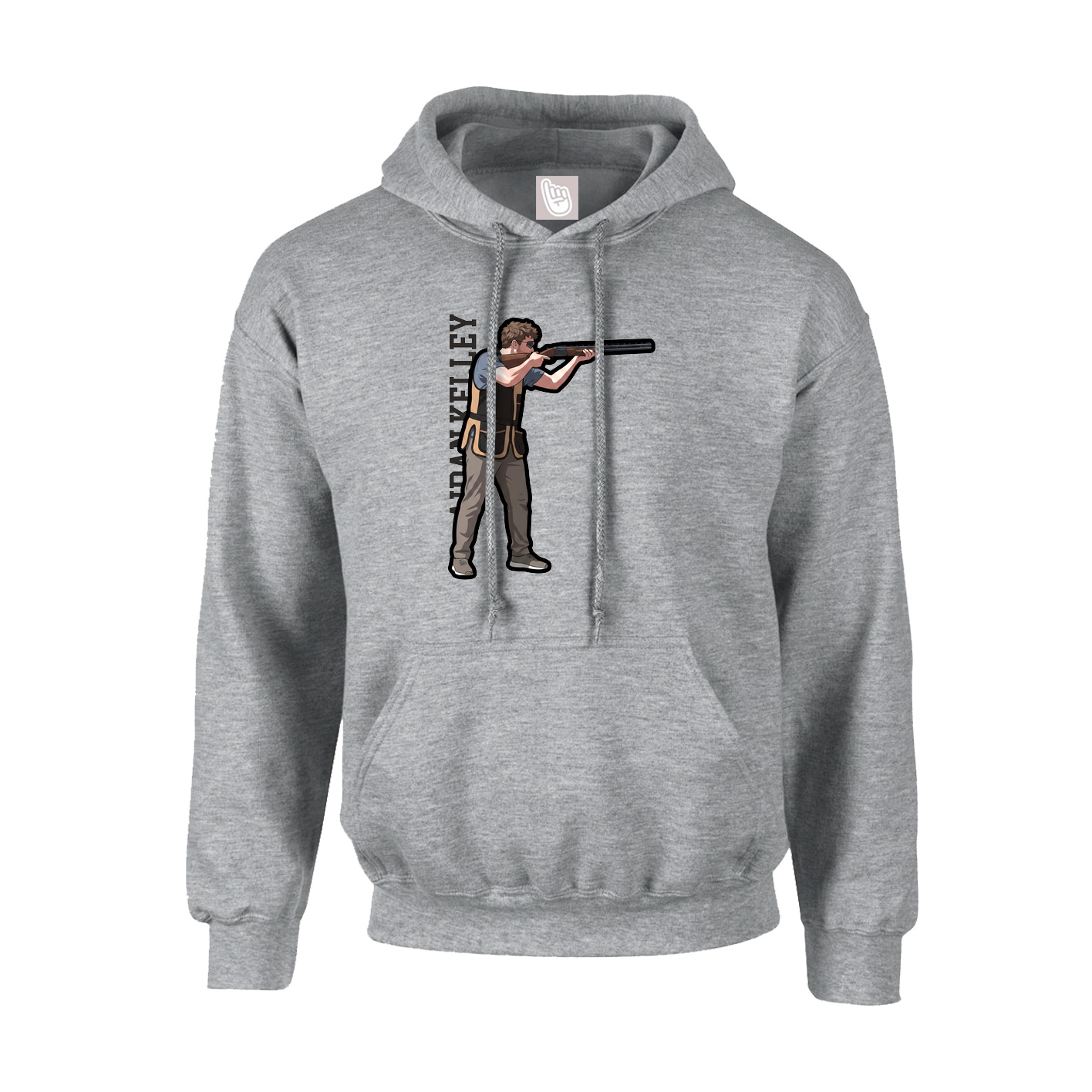 Hoodie — Name Vertical in Grey