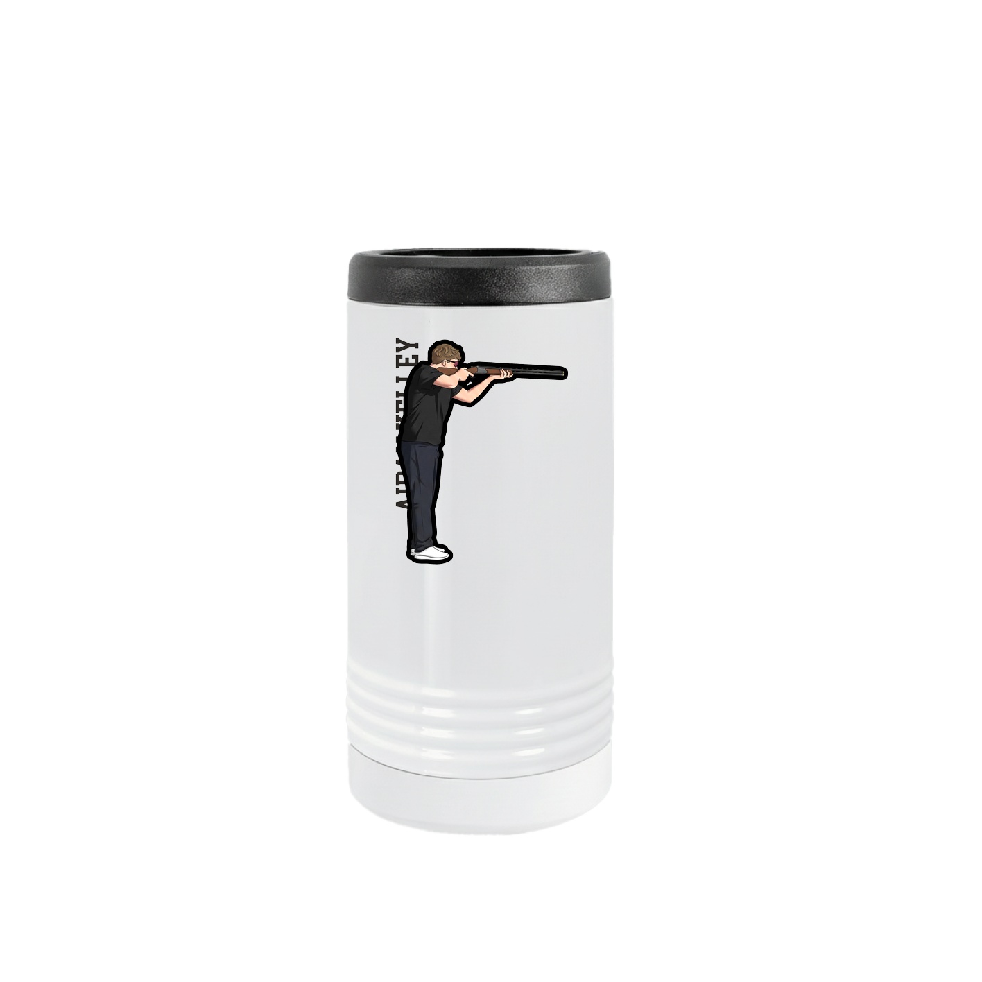 Slim Beverage Holder — Name Vertical in White
