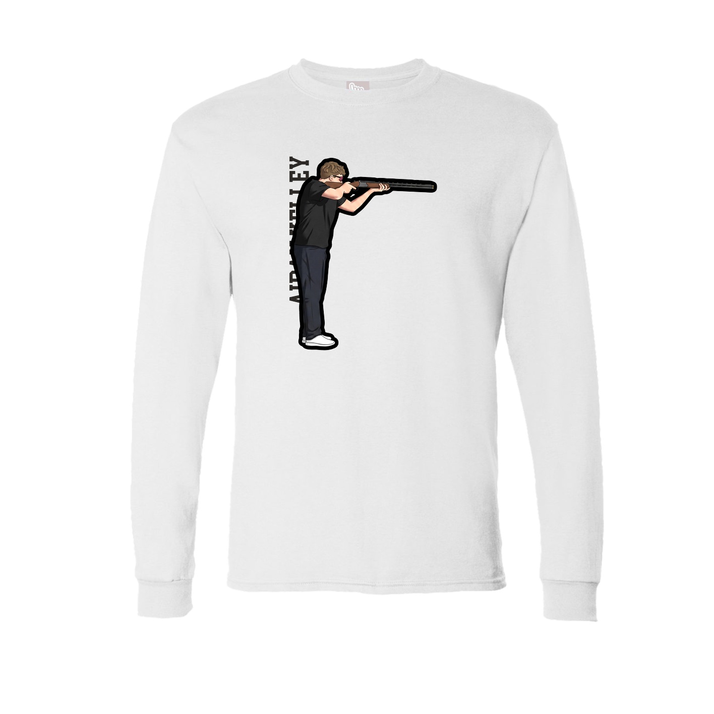Long Sleeve Tee — Name Vertical in White