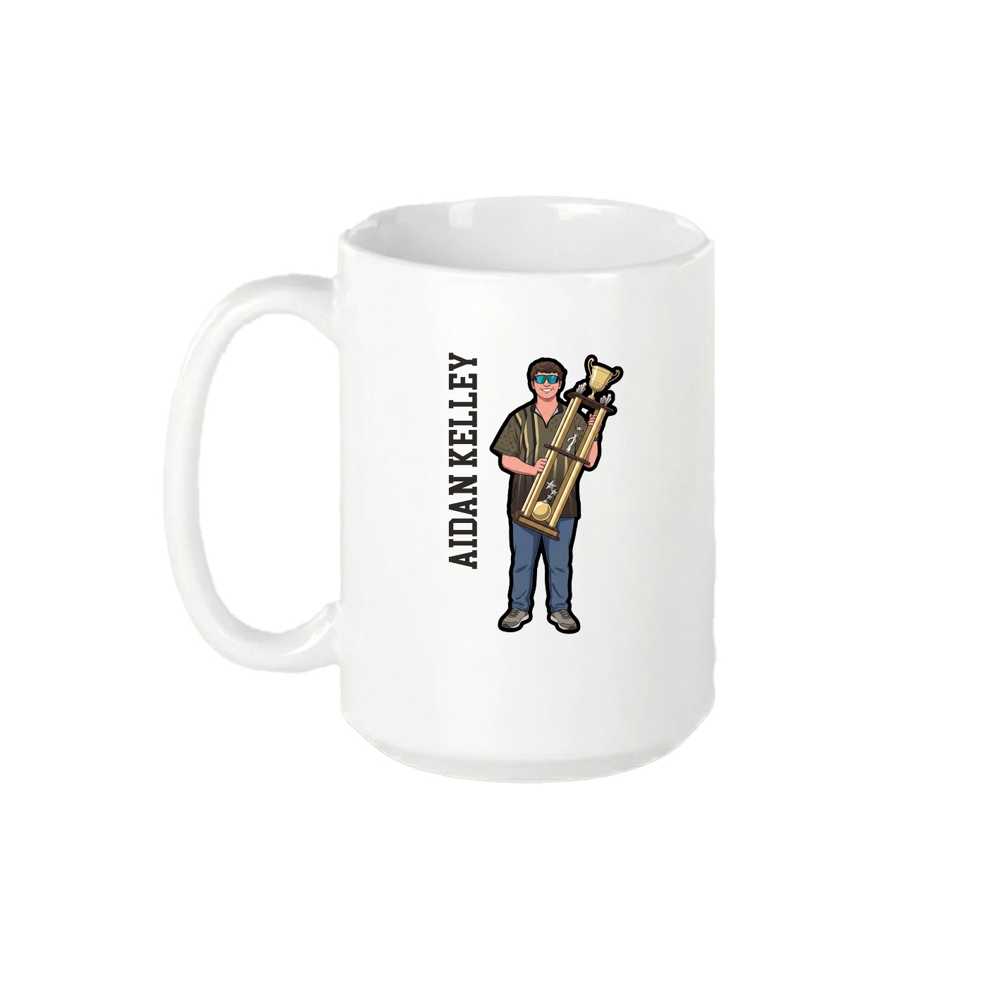 15oz Coffee Mug — Name Vertical in White