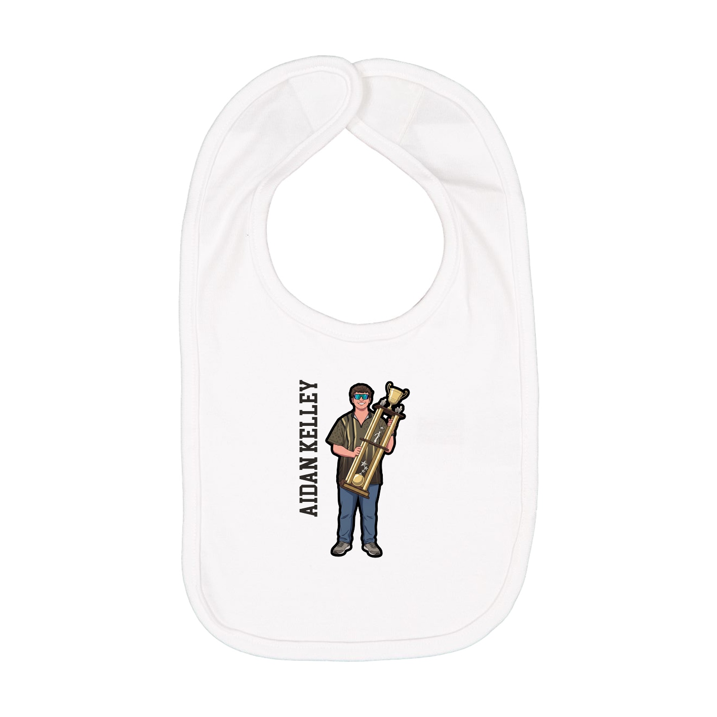 Infant Bib — Name Vertical in White