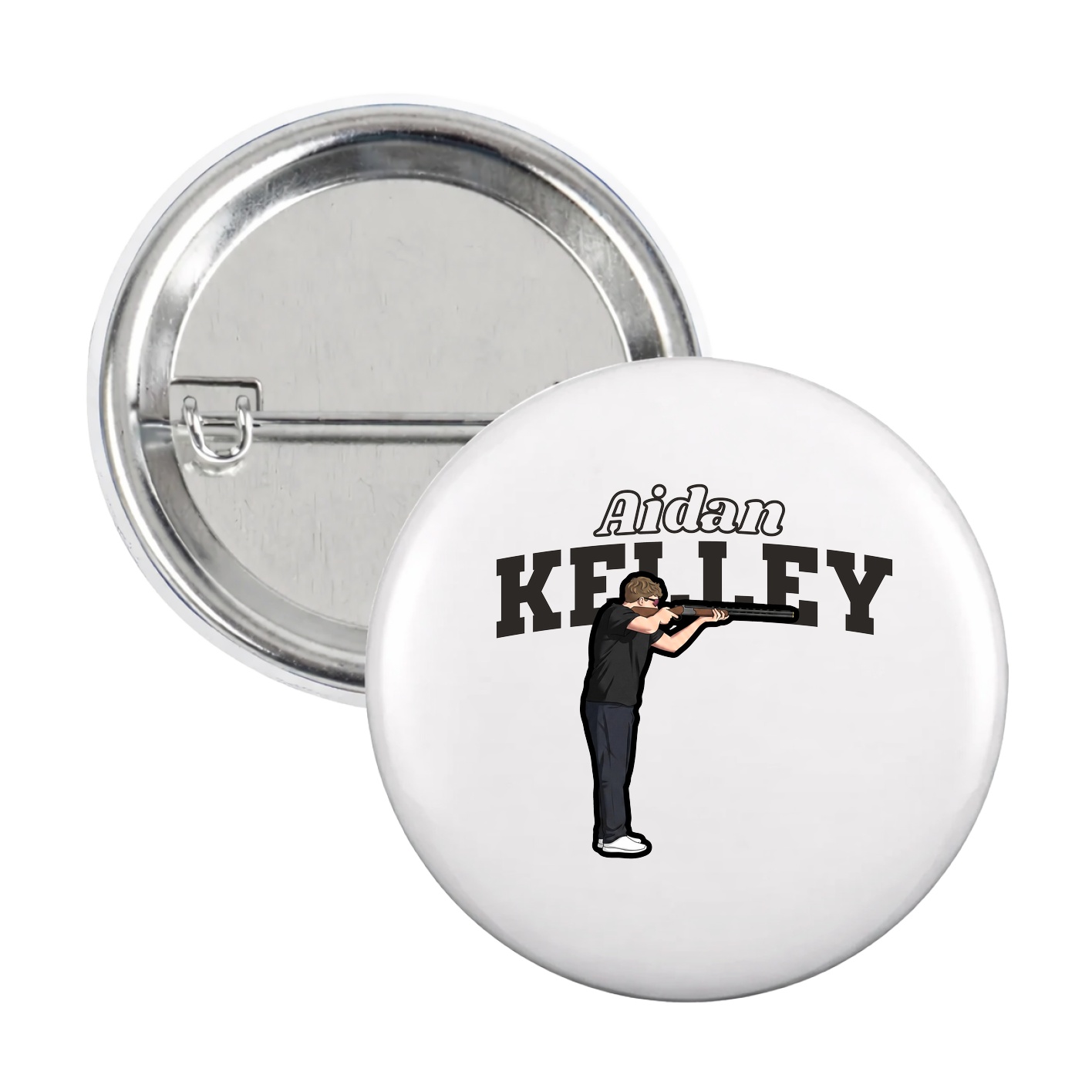 Game Day Button — Name Arch in White