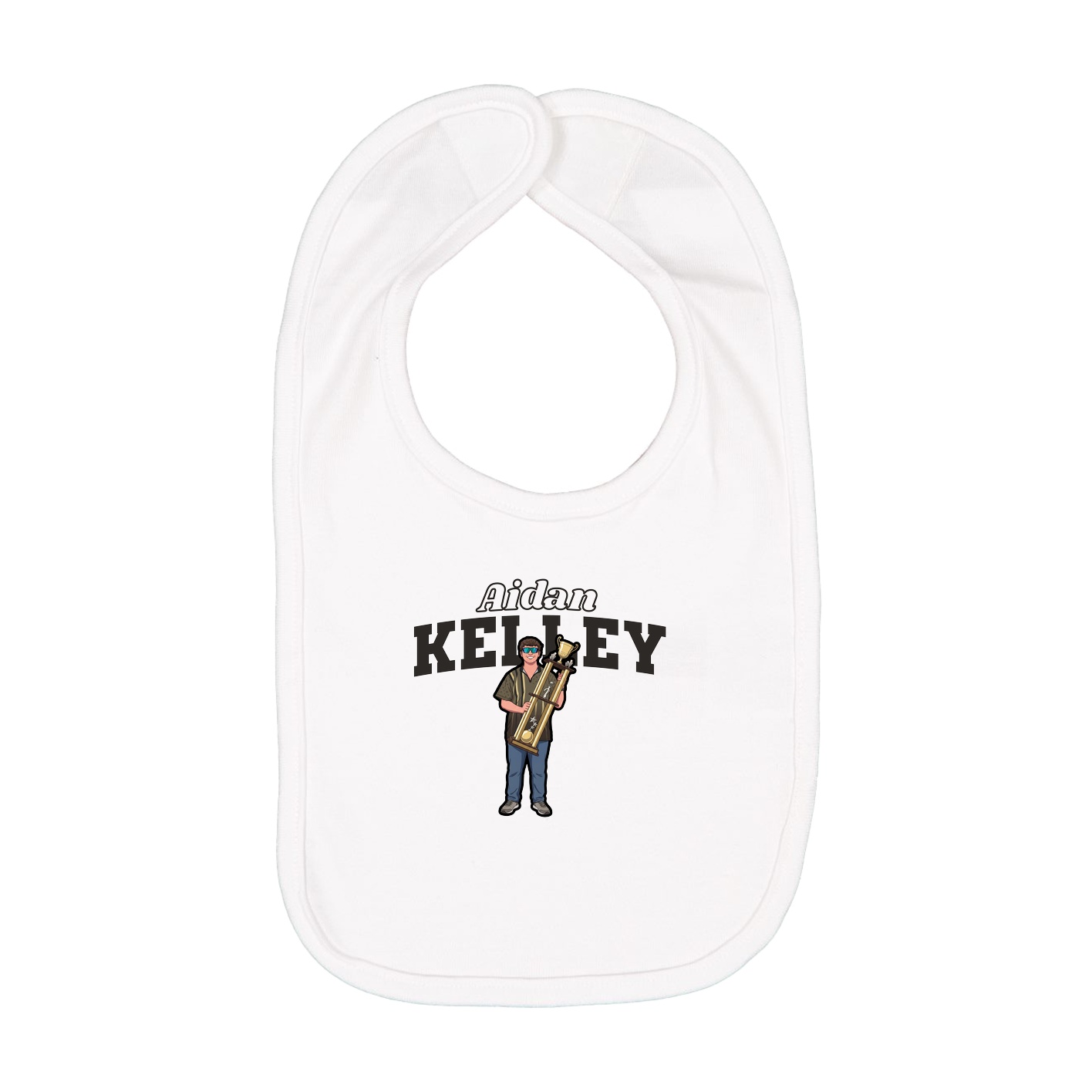 Infant Bib — Name Arch in White