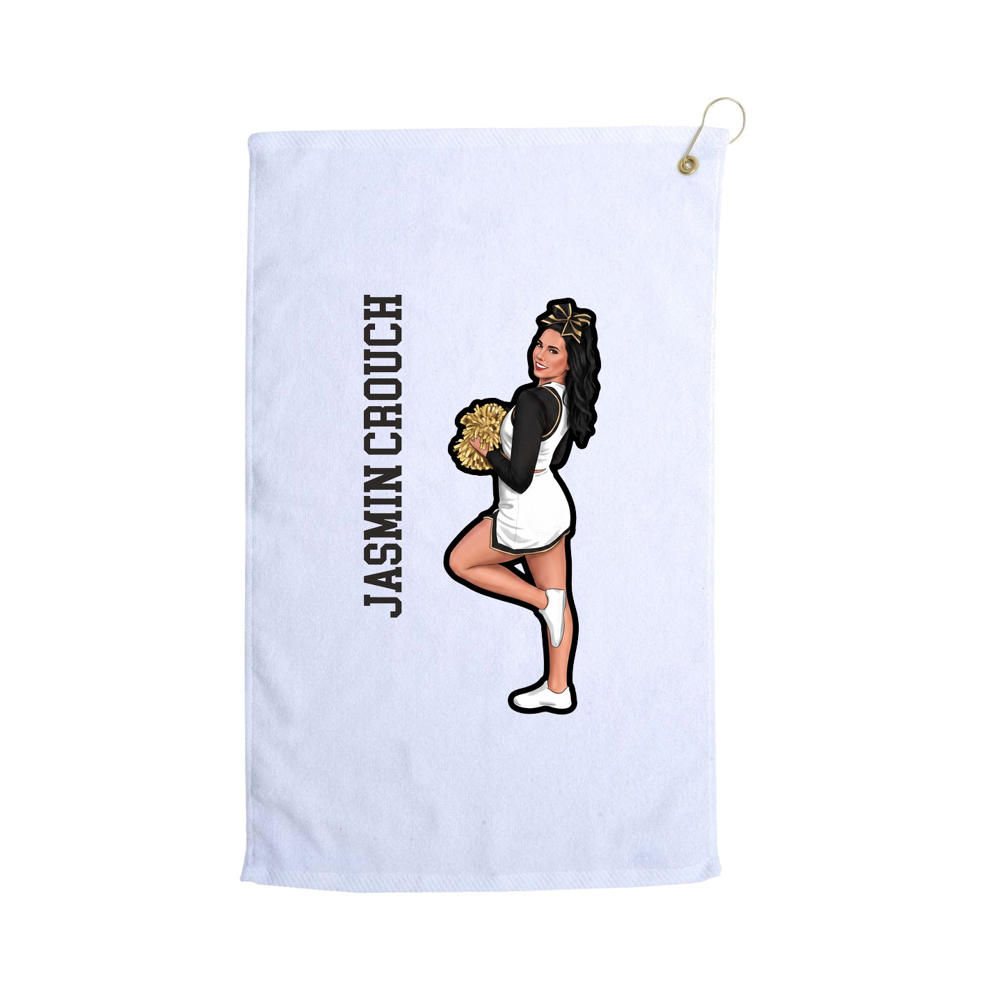 Golf Towel — Name Vertical in White