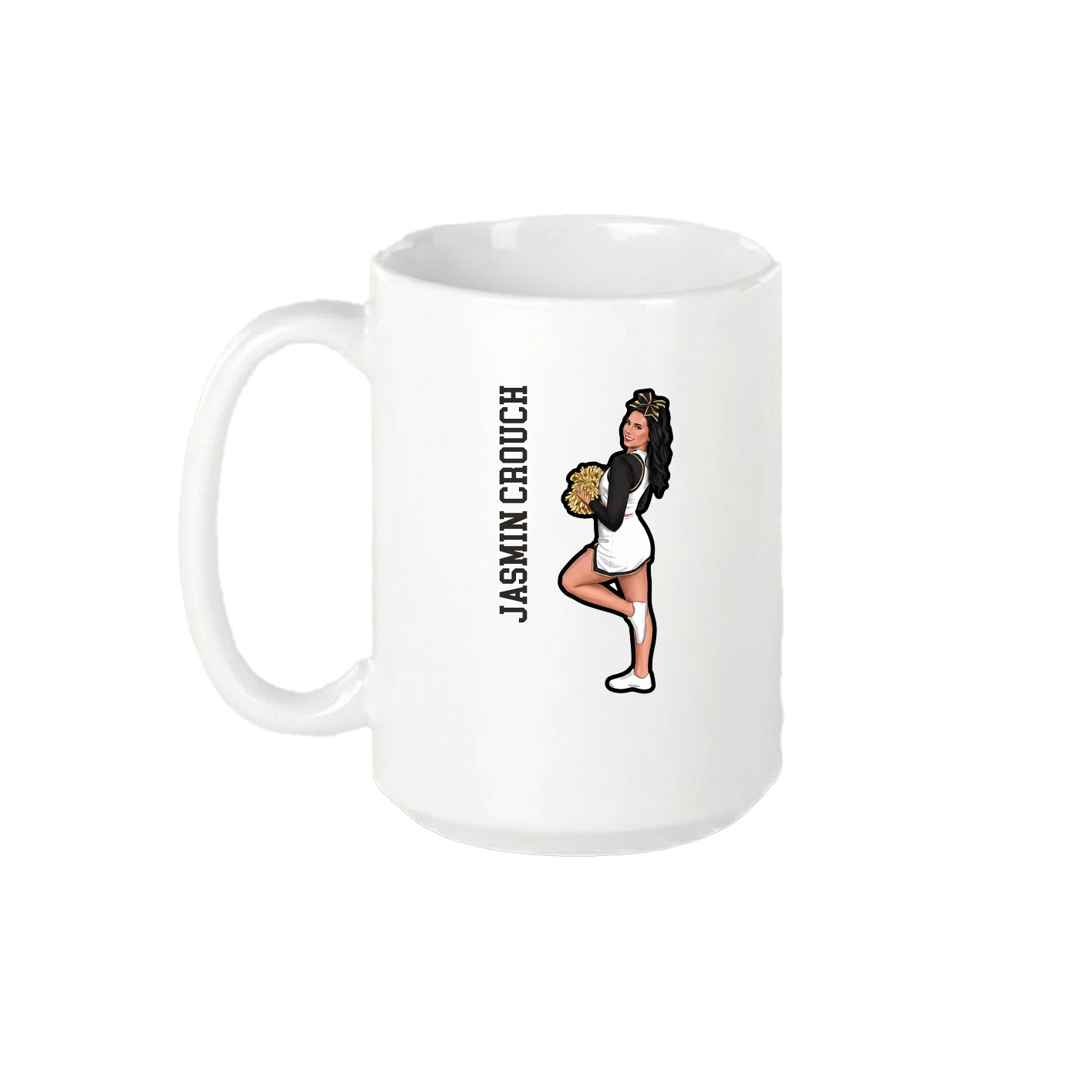 15oz Coffee Mug — Name Vertical in White