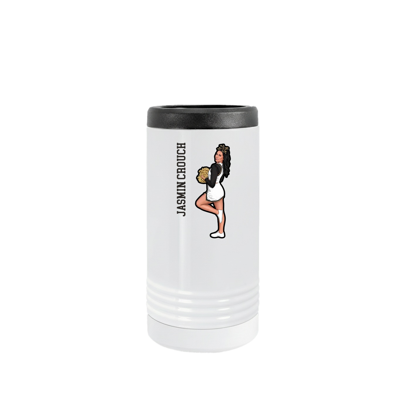 Slim Beverage Holder — Name Vertical in White
