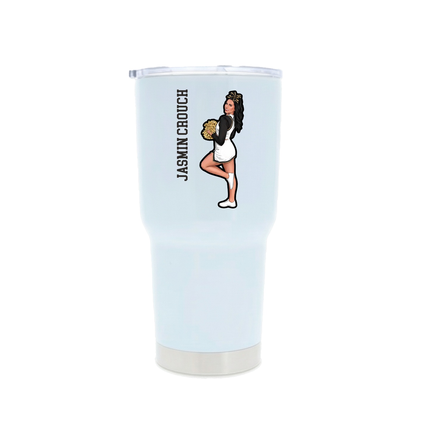 30oz Stainless Steel Tumbler — Name Vertical in White