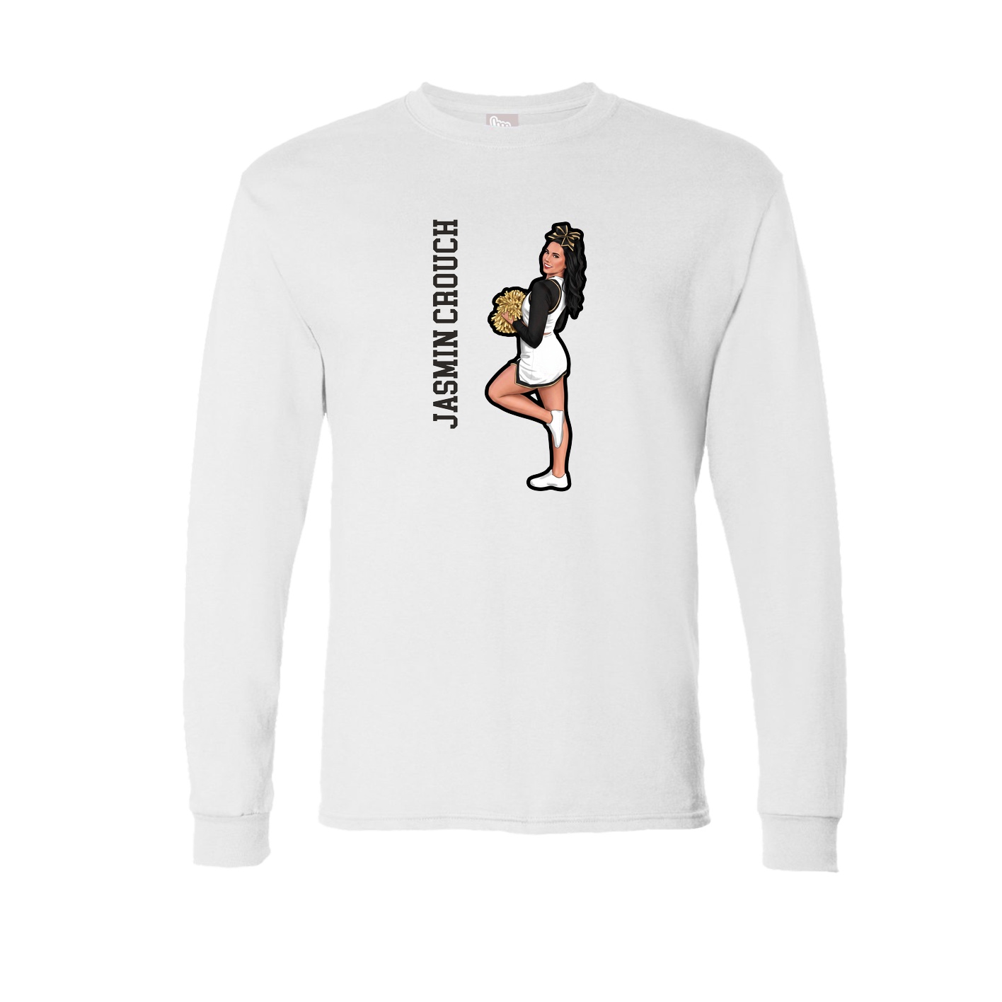 Long Sleeve Tee — Name Vertical in White