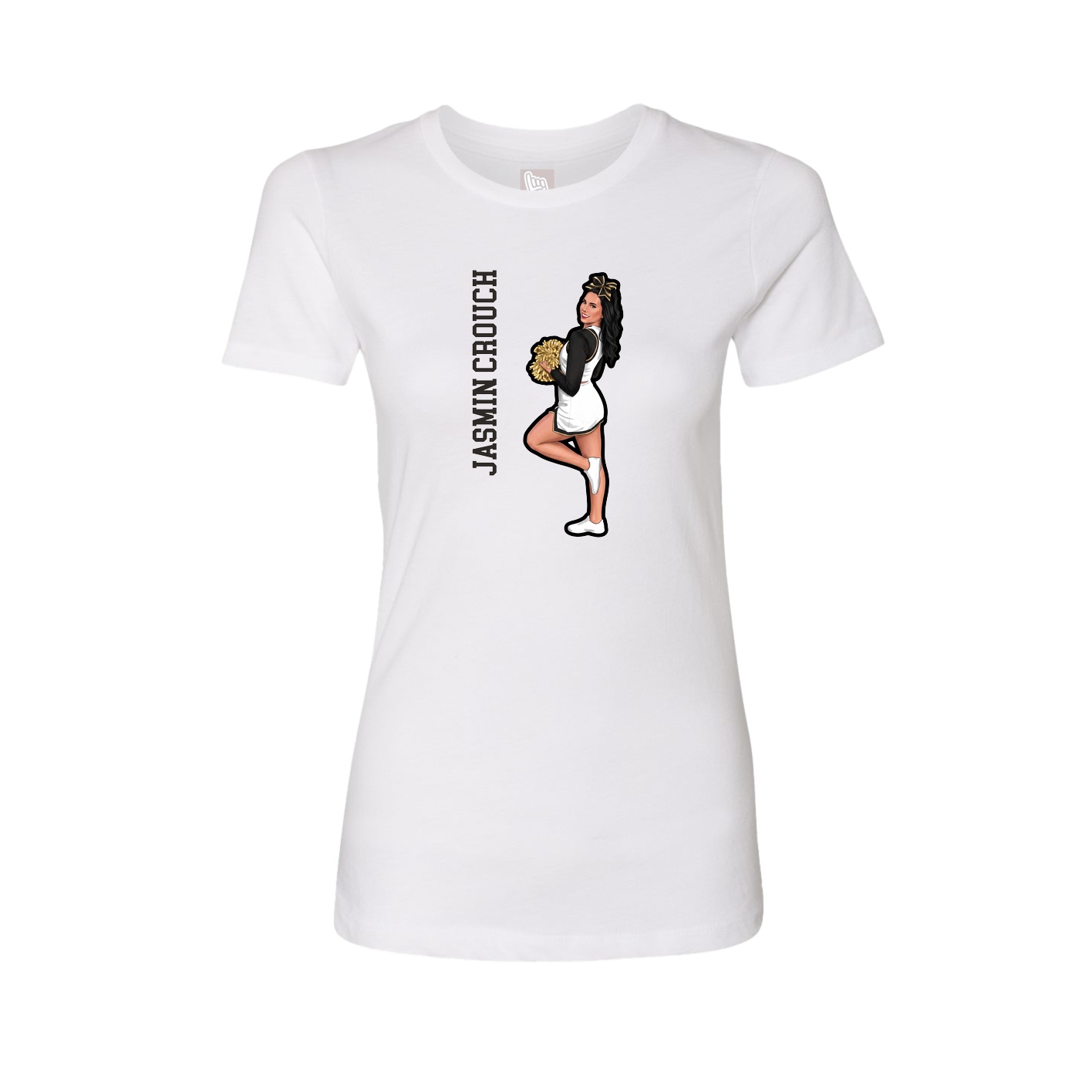 Fitted Women's Tee — Name Vertical in White