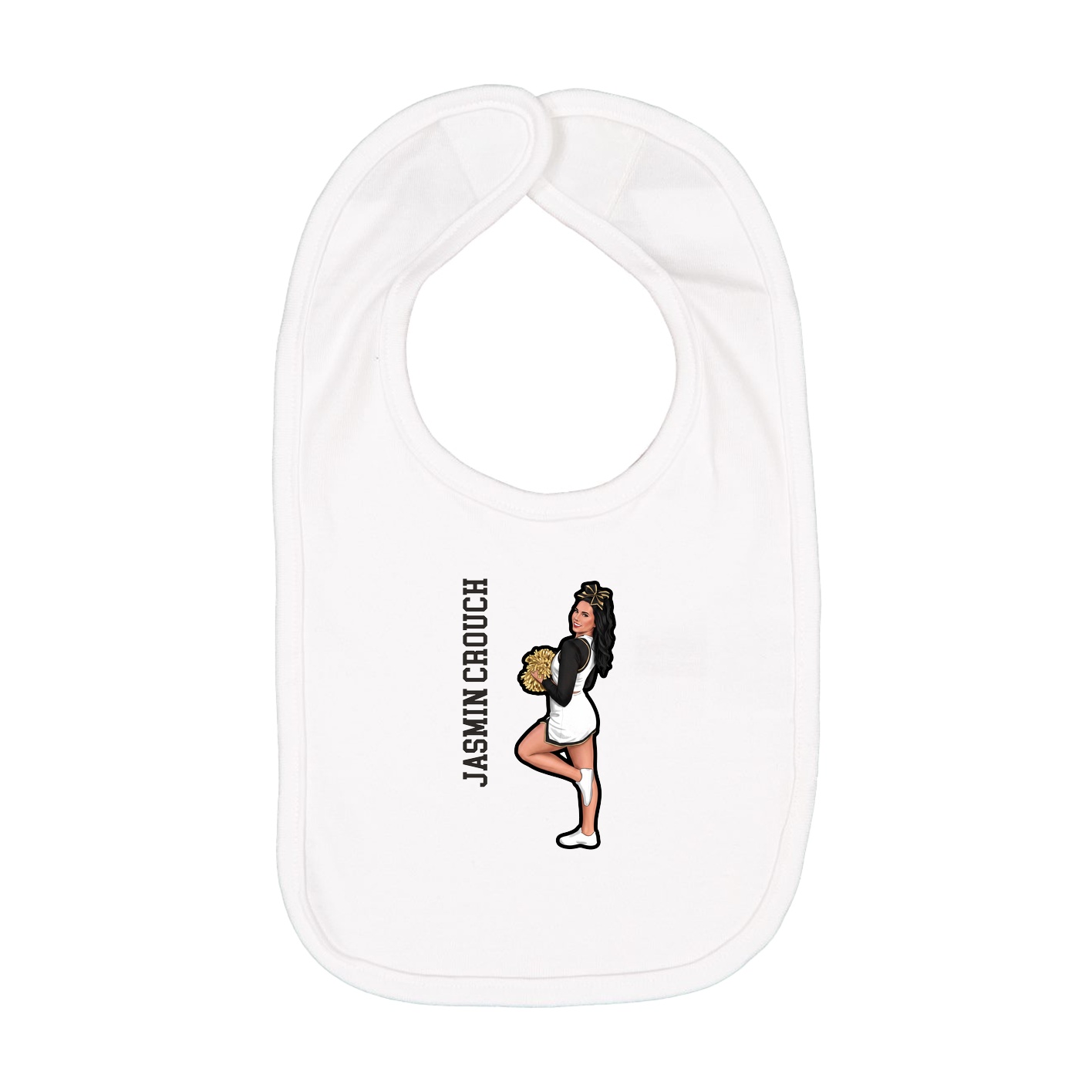 Infant Bib — Name Vertical in White