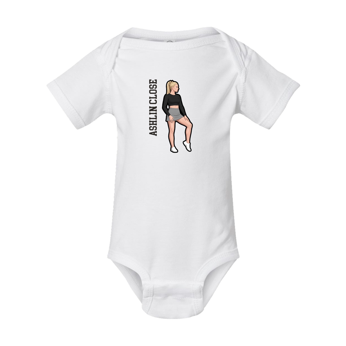 Baby Onesie — Name Vertical in White