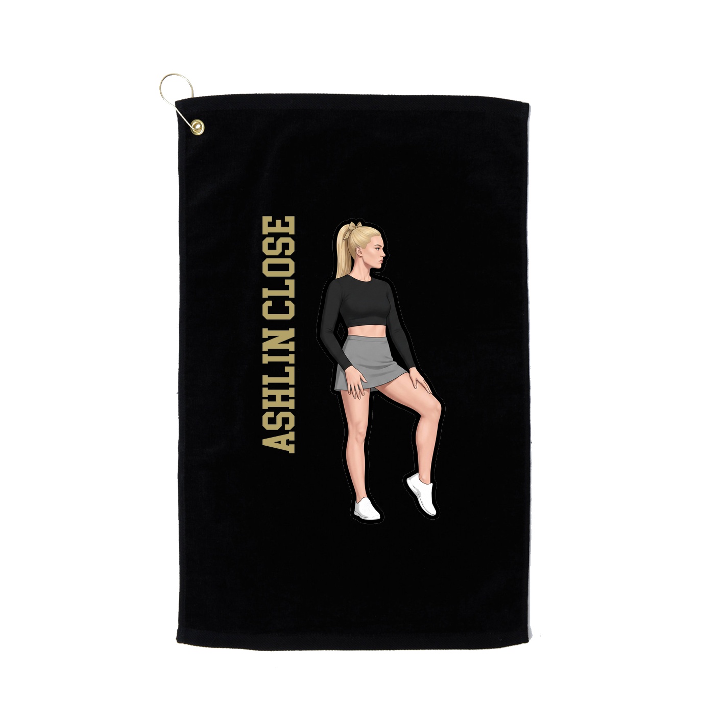 Golf Towel — Name Vertical in Black