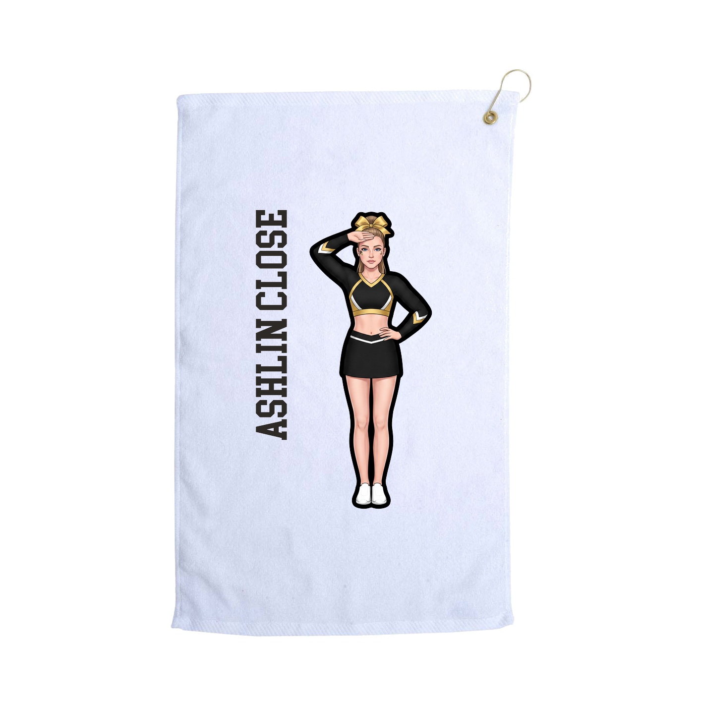 Golf Towel — Name Vertical in White