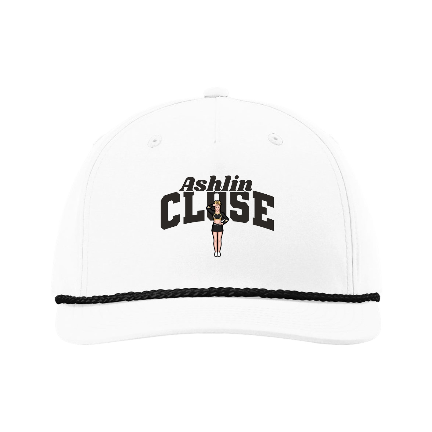 Five-Panel Classic Rope Cap — Signature Arch in White