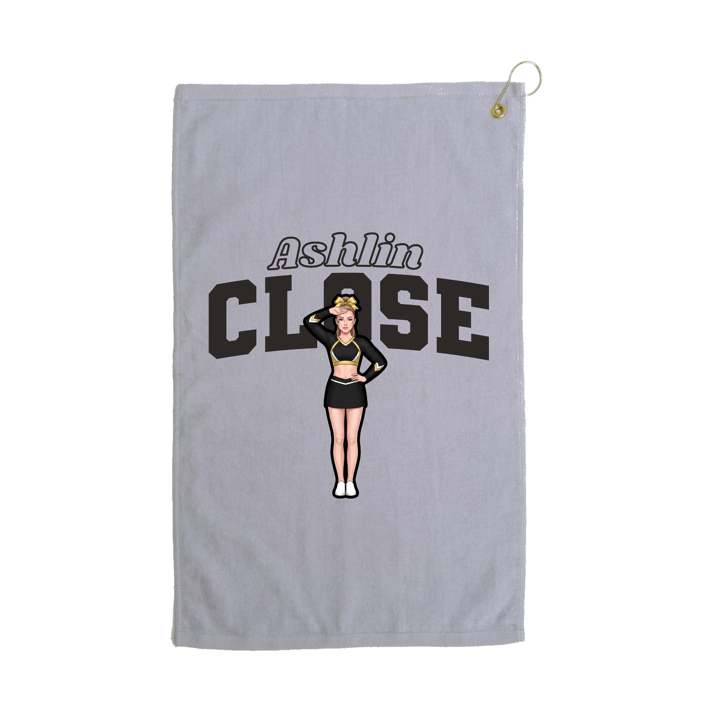 Golf Towel — Name Arch in Grey