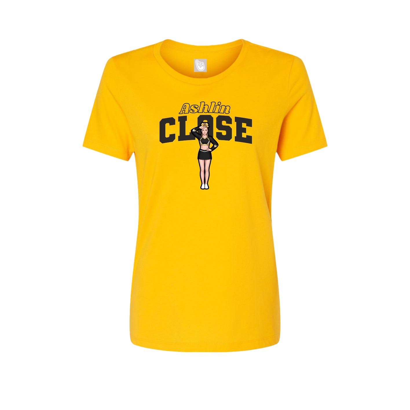 Fitted Women's Tee — Name Arch in Gold