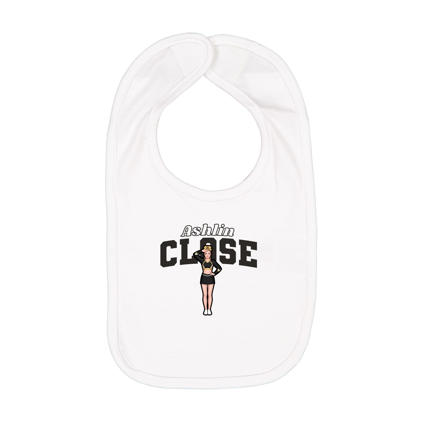 Infant Bib — Name Arch in White