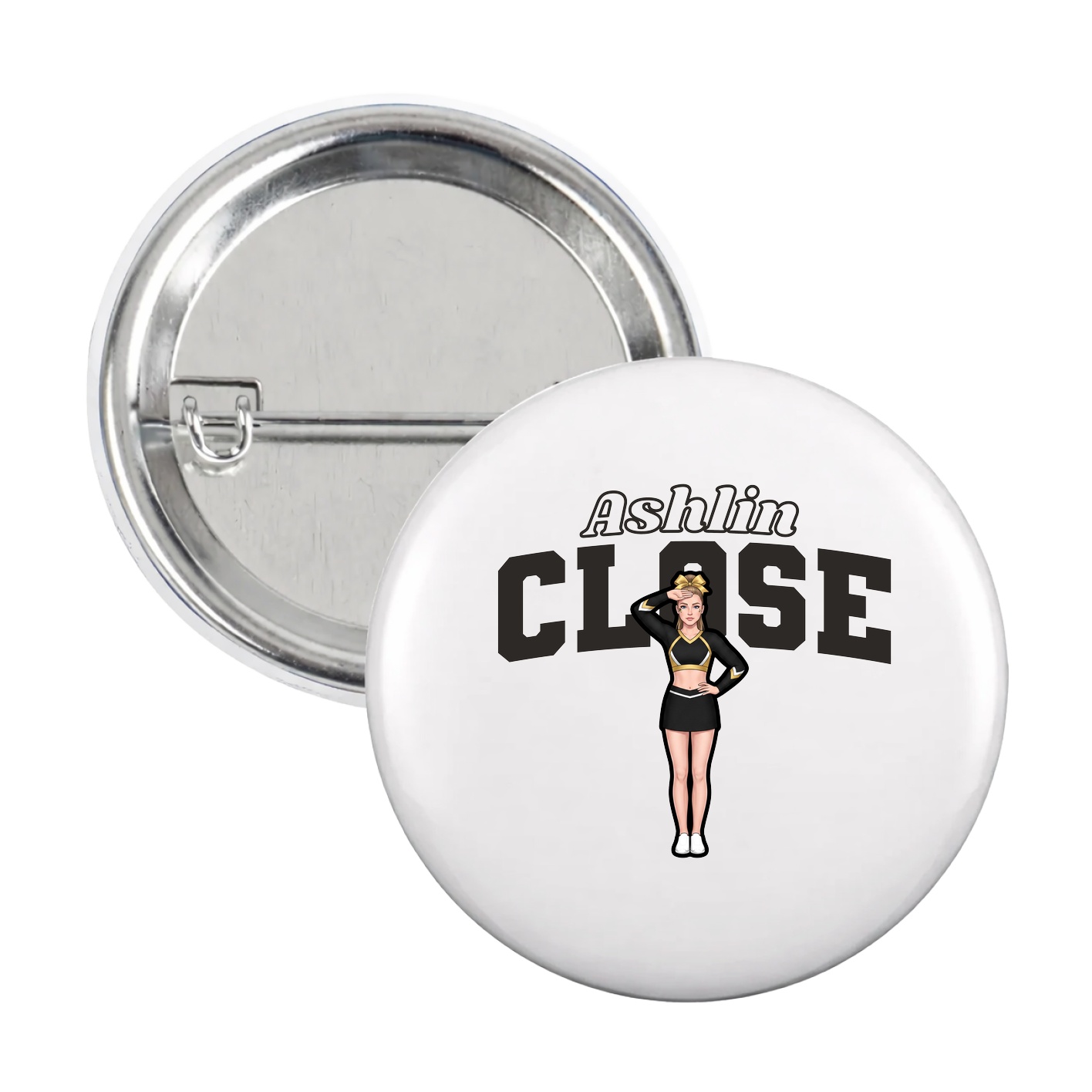 Game Day Button — Name Arch in White