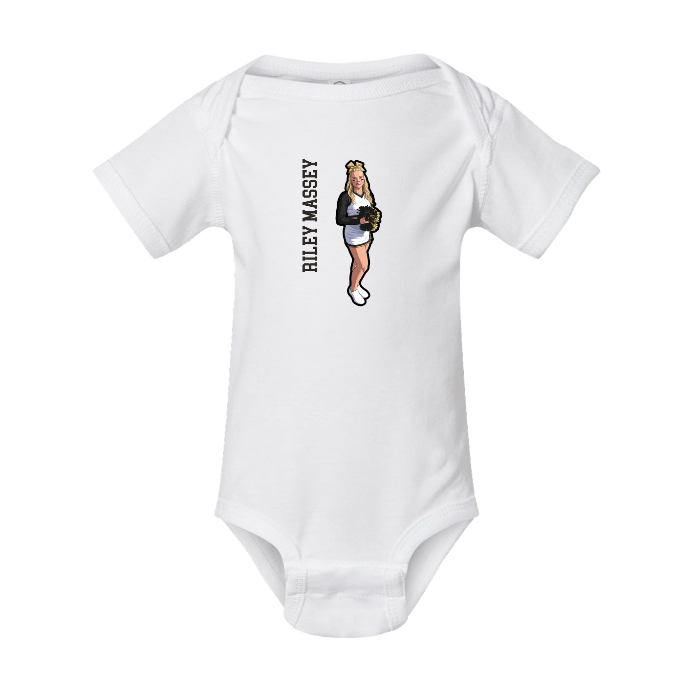 Baby Onesie — Name Vertical in White