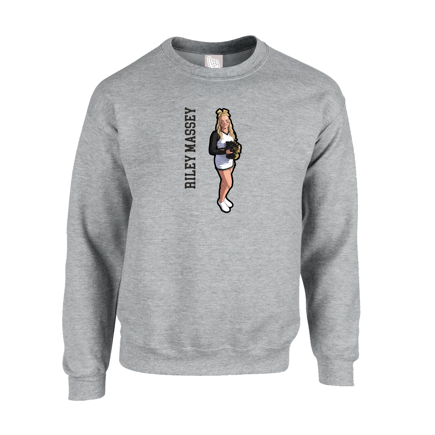 Fleece Crew — Name Vertical in Grey