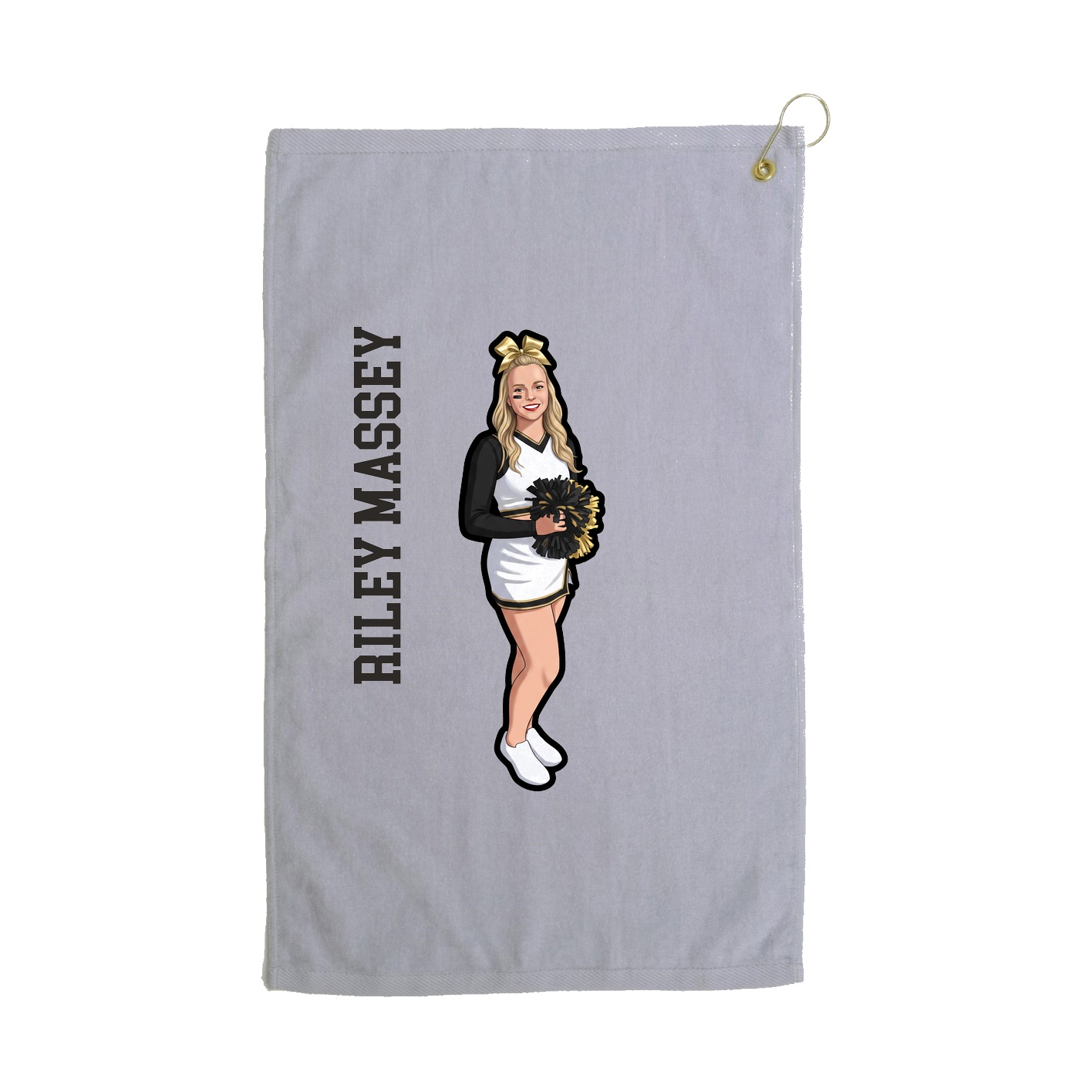 Golf Towel — Name Vertical in Grey