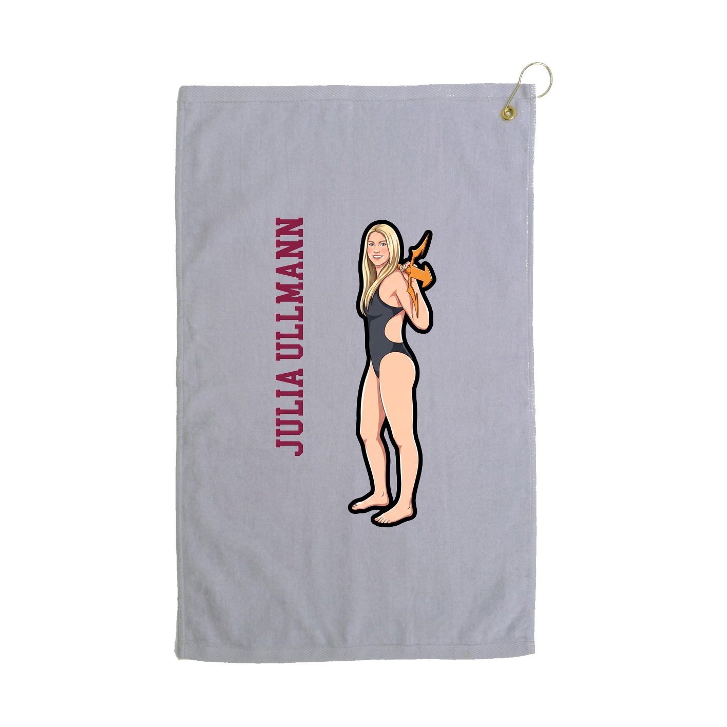 Golf Towel — Name Vertical in Grey