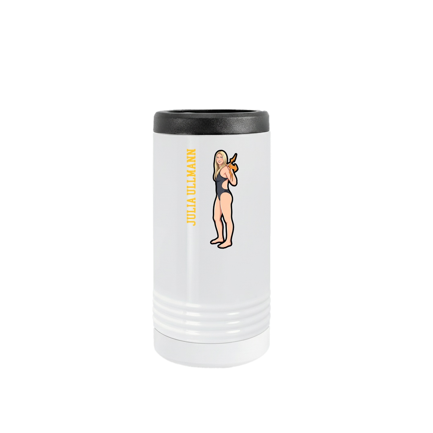 Slim Beverage Holder — Name Vertical in White