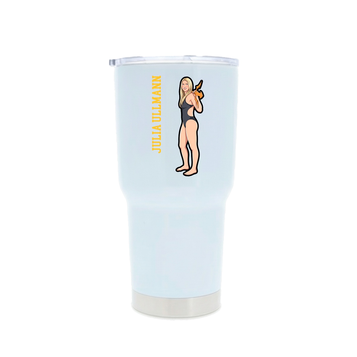 30oz Stainless Steel Tumbler — Name Vertical in White