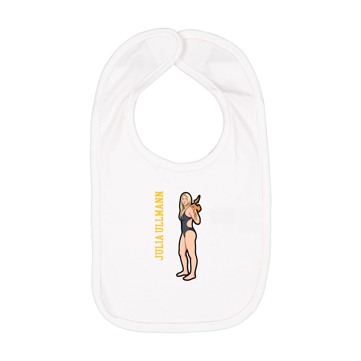 Infant Bib — Name Vertical in White
