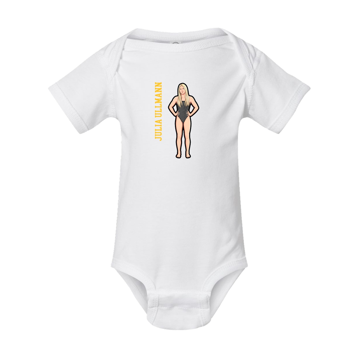 Baby Onesie — Name Vertical in White