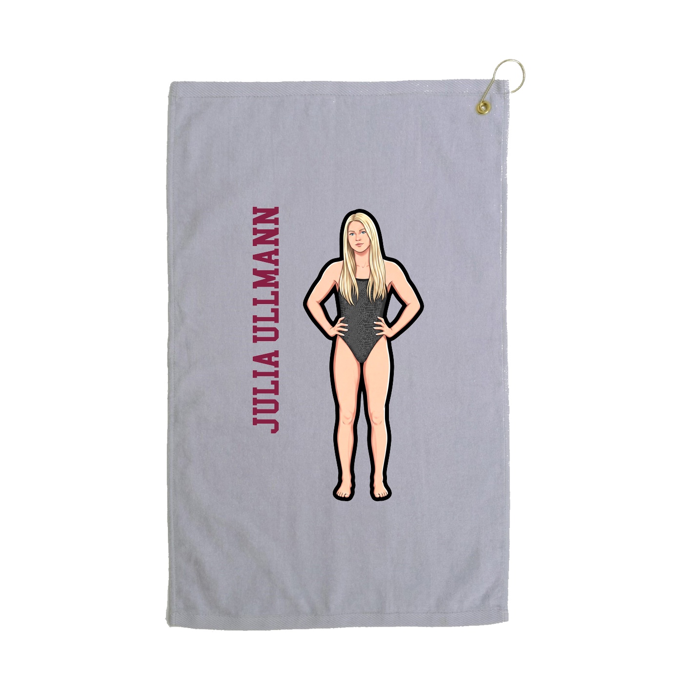 Golf Towel — Name Vertical in Grey