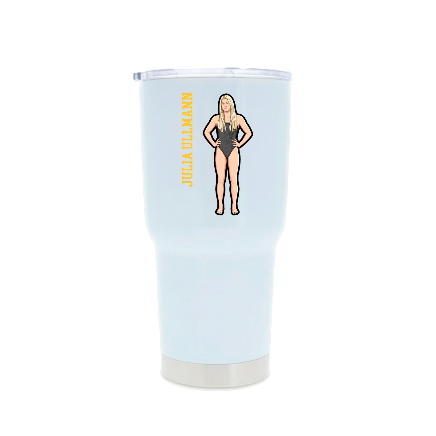30oz Stainless Steel Tumbler — Name Vertical in White