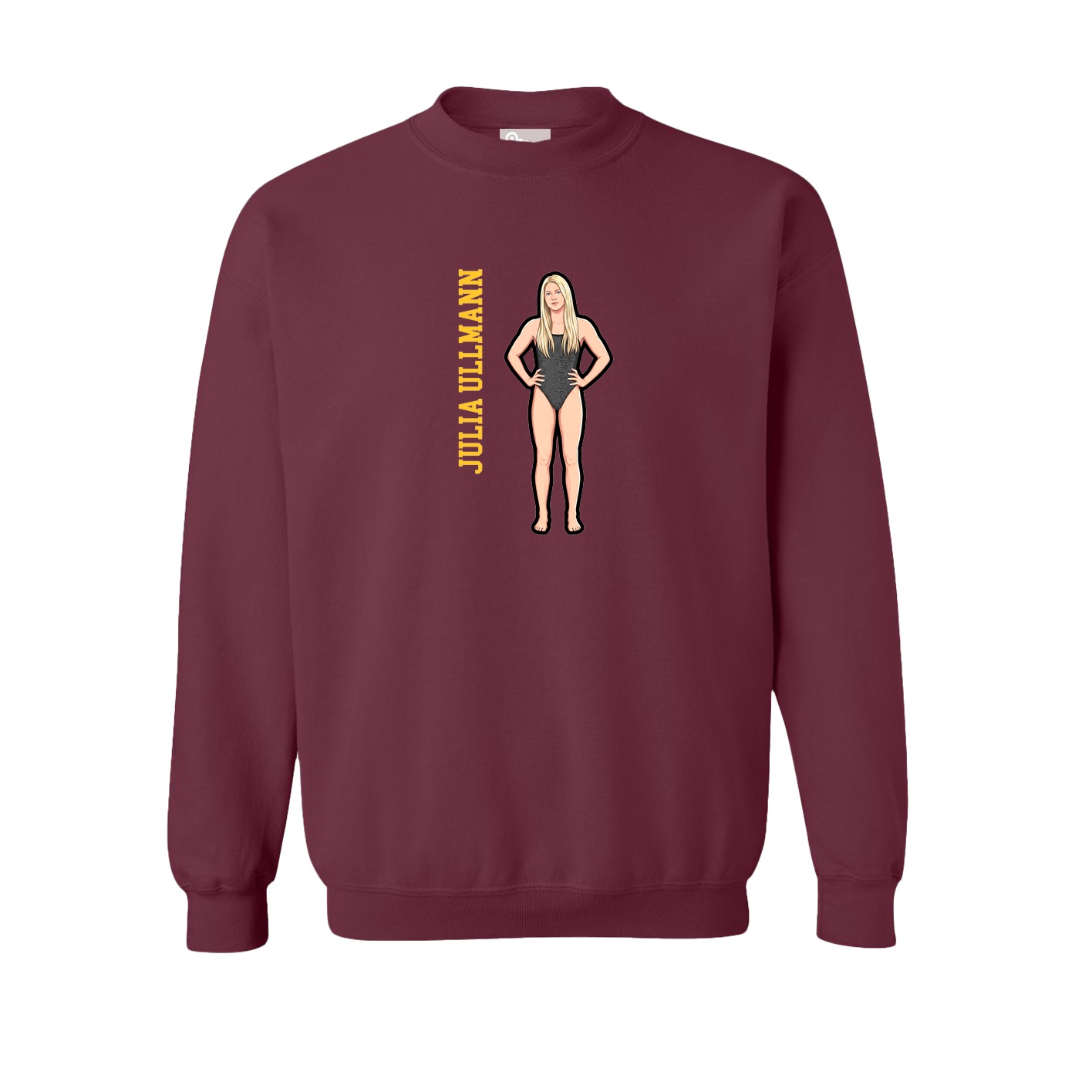 Fleece Crew — Name Vertical in Maroon