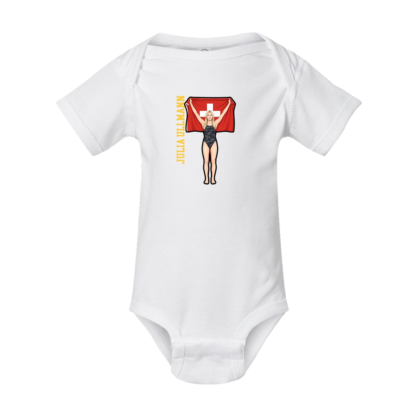 Baby Onesie — Name Vertical in White