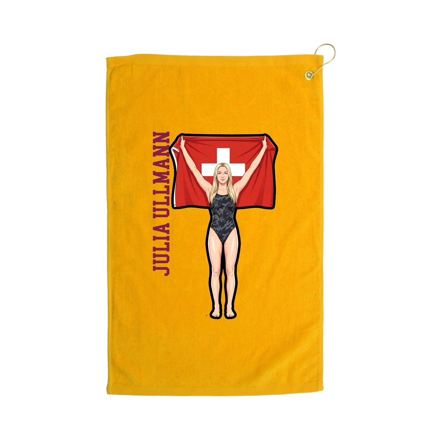 Golf Towel — Name Vertical in Gold