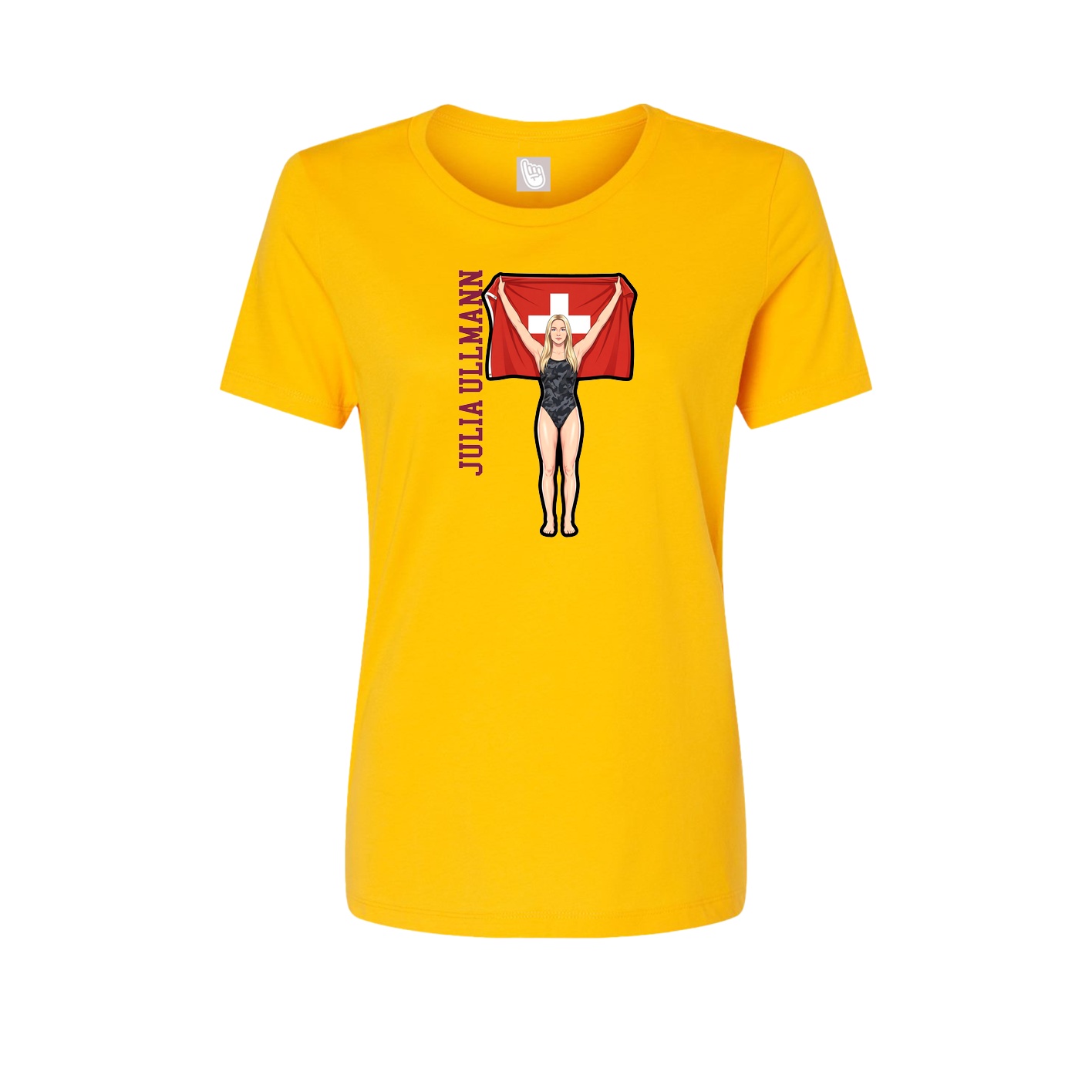 Womens Tee — Name Vertical in Gold