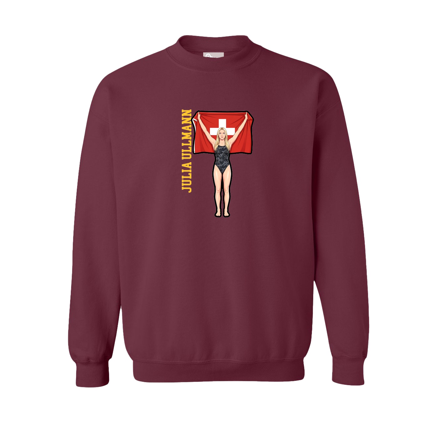 Fleece Crew — Name Vertical in Maroon