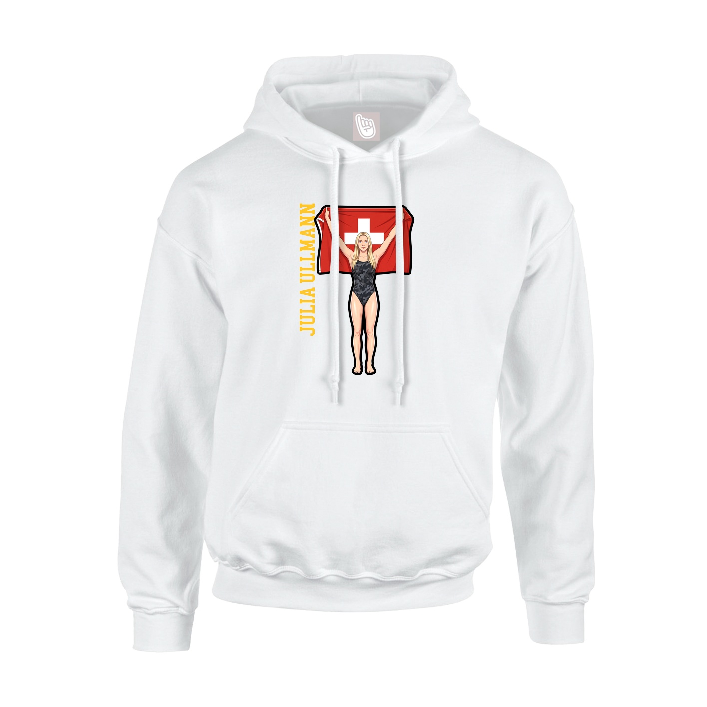Youth Hoodie — Name Vertical in White