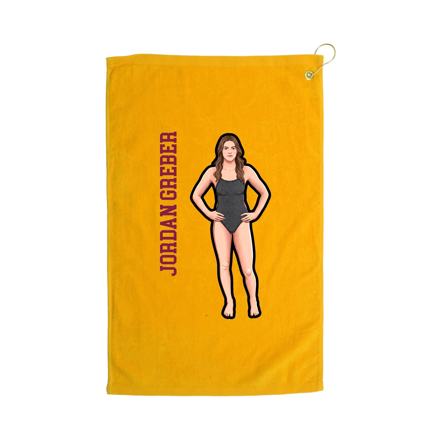 Golf Towel — Name Vertical in Gold
