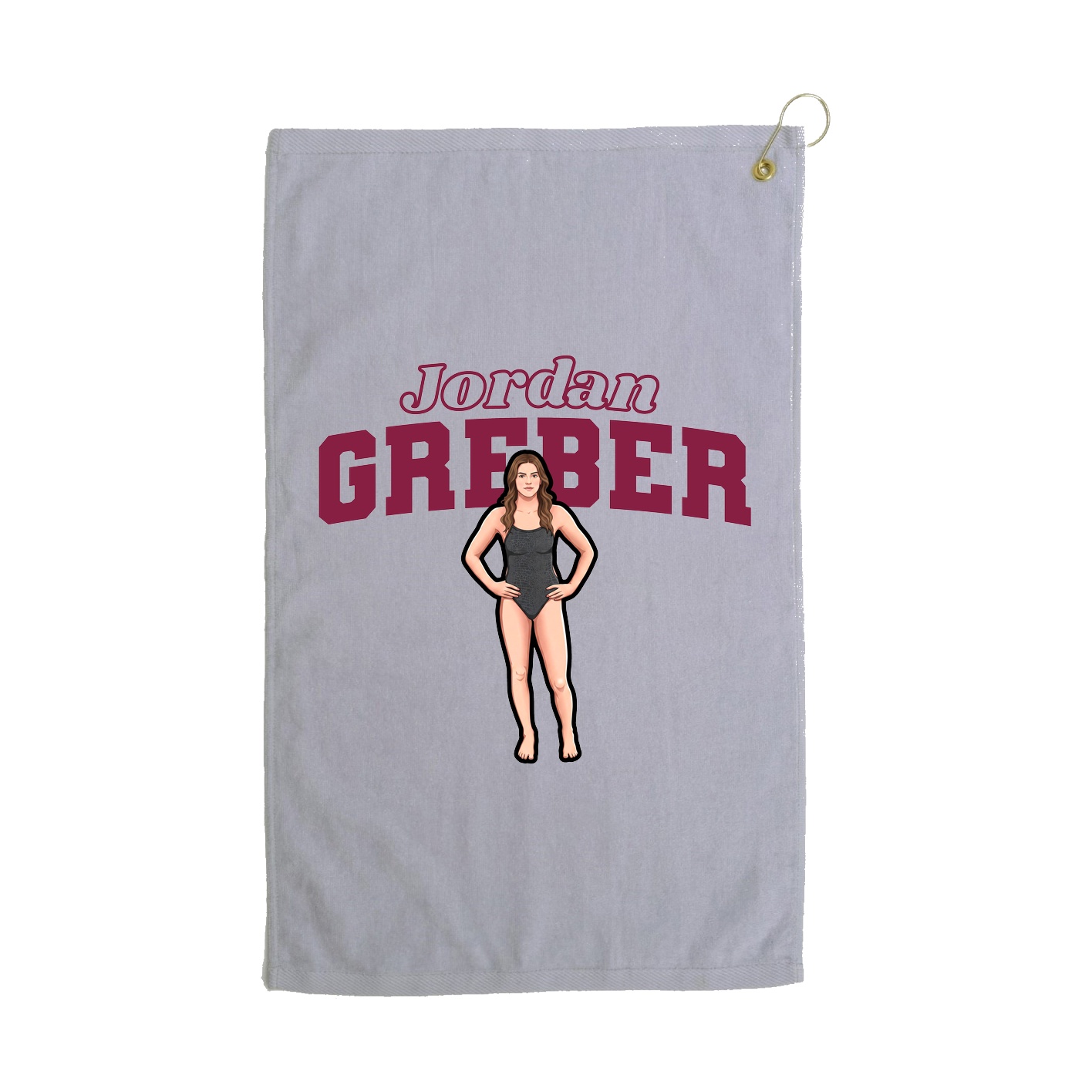 Golf Towel — Name Arch in Grey