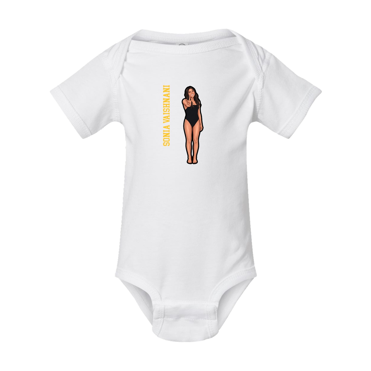 Baby Onesie — Name Vertical in White