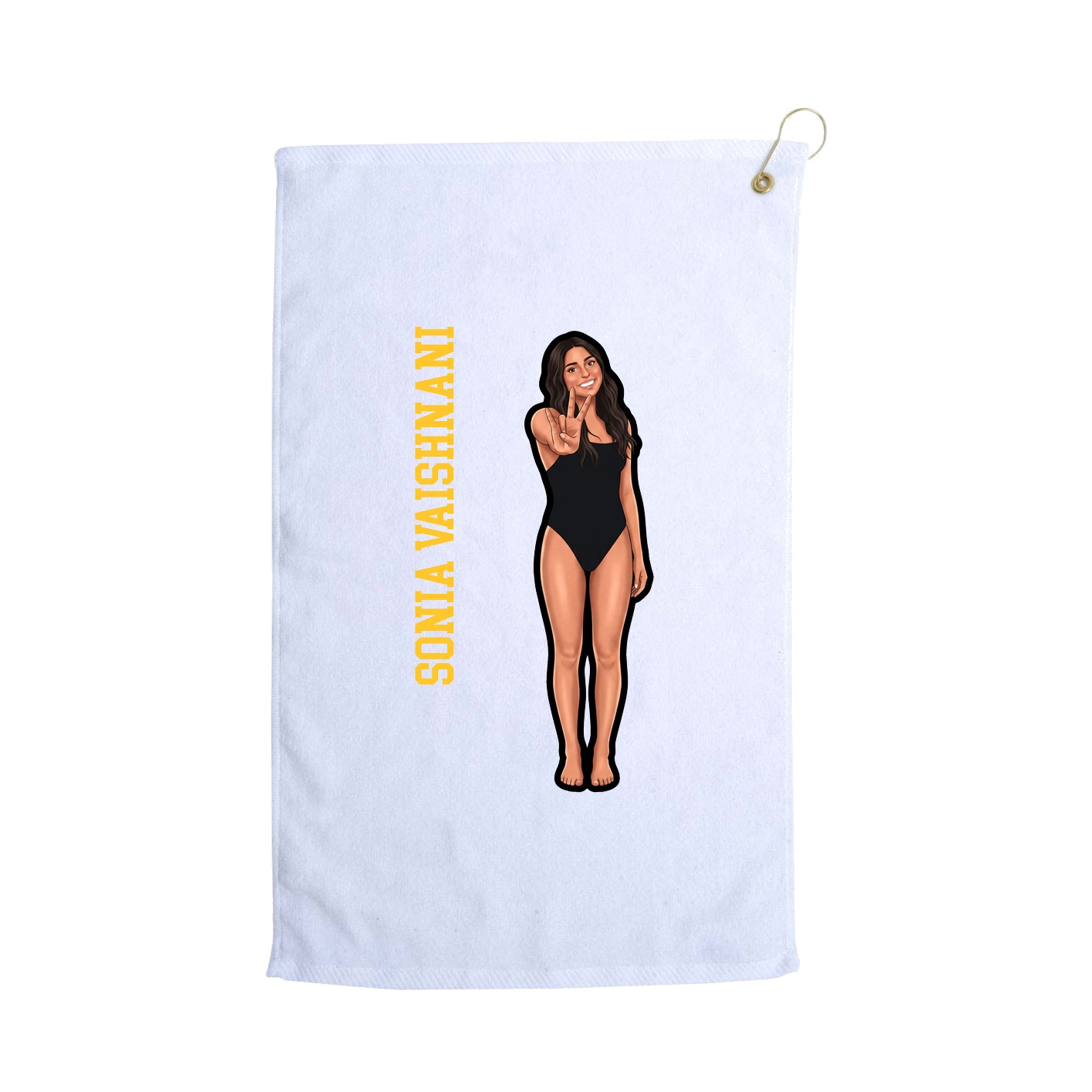 Golf Towel — Name Vertical in White
